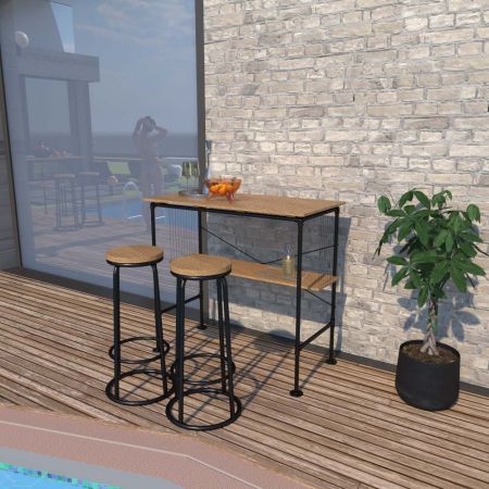 Verwenden Sie Muttern zur Befestigung unter dem Regal. Auf jeder Seite befinden sich 9 runde Eisenstangen mit einem Durchmesser von 3 mm. Die Rückseite des Industrierohrs ist zusätzlich mit einer Querstange befestigt. Sorgen Sie dafür, dass der gesamte Stehtisch nicht leicht wackelt.